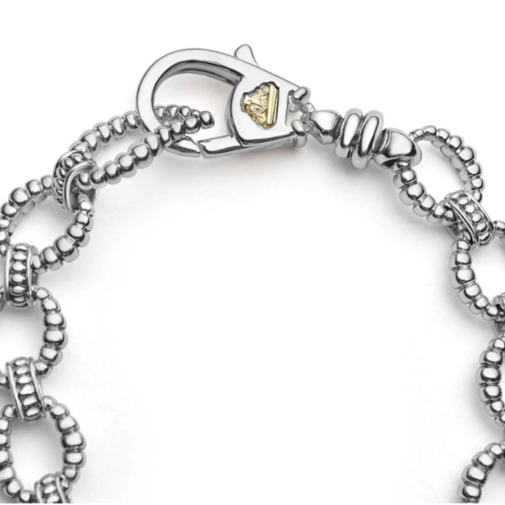 LAGOS Silver and Yellow Gold Beaded Knot Link Bracelet - Picture 3 of 7